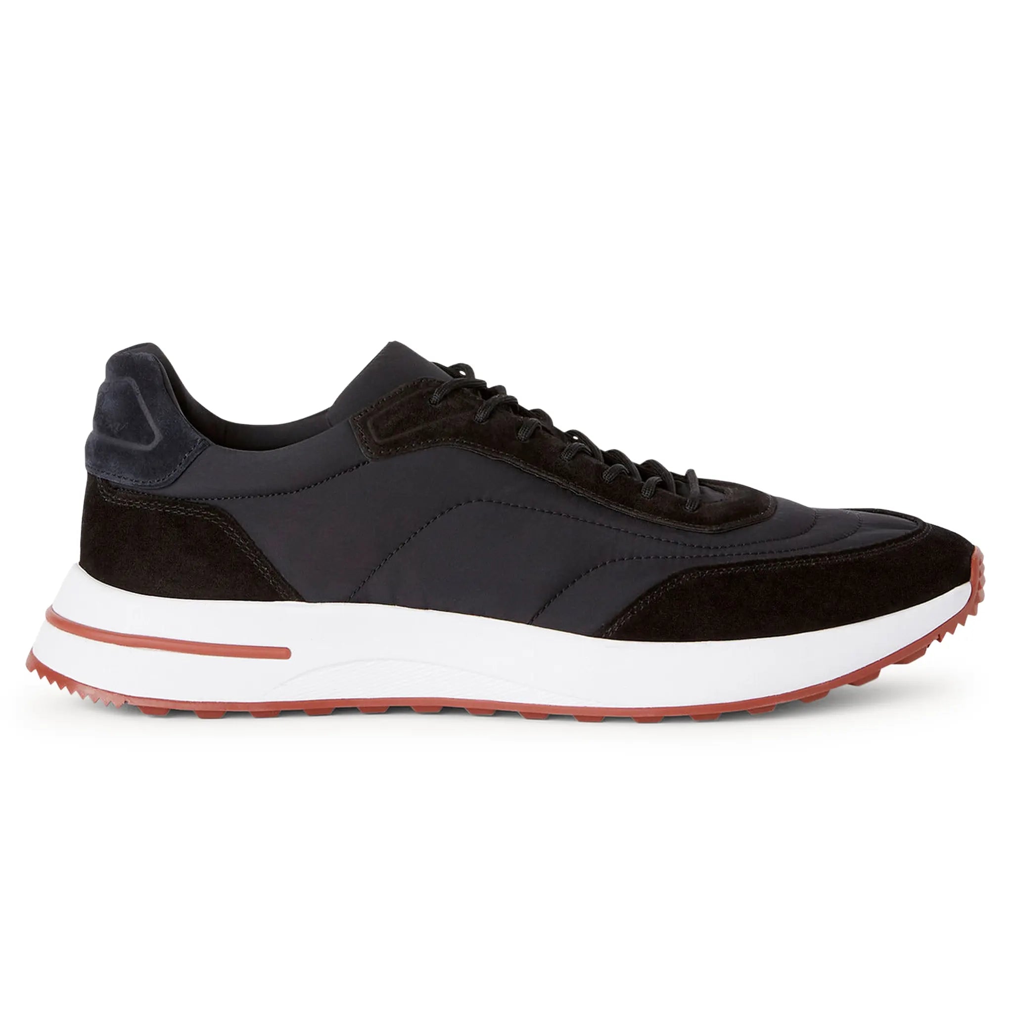 Side View of Loro Piana Week End Walk Black Sneaker FAP9780_8000